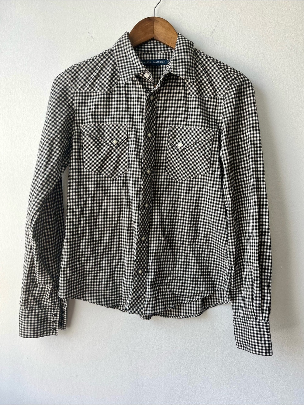 Ralph Lauren Black and White Gingham Button-Down Shirt - Picture 2 of 6